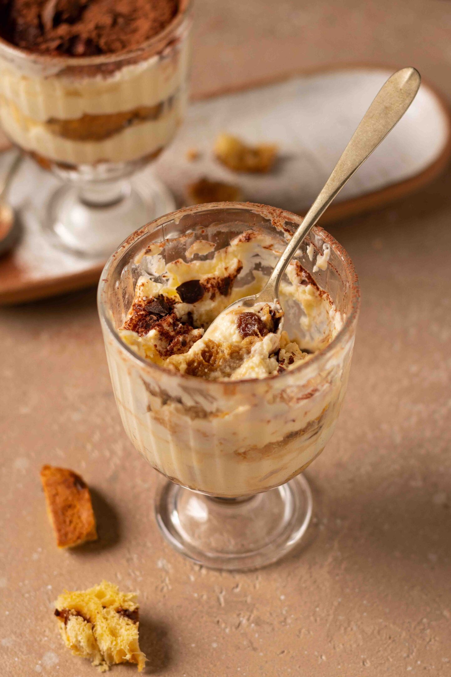 Tiramisù in bicchiere con panettone